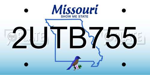 2UTB755 Missouri License Plate