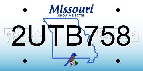 2UTB758 Missouri License Plate