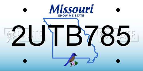 2UTB785 Missouri License Plate