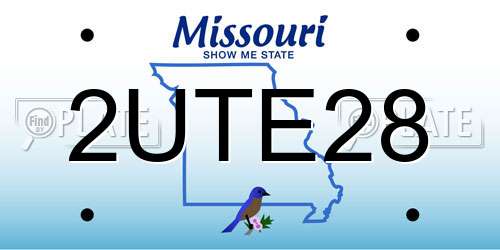 2UTE28 Missouri License Plate