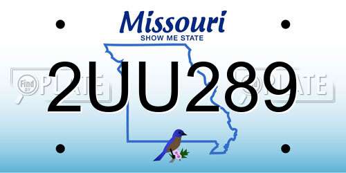 2UU289 Missouri License Plate
