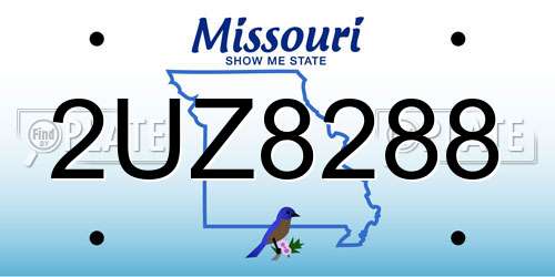 2UZ8288 Missouri License Plate
