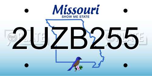2UZB255 Missouri License Plate
