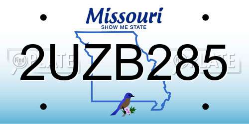 2UZB285 Missouri License Plate