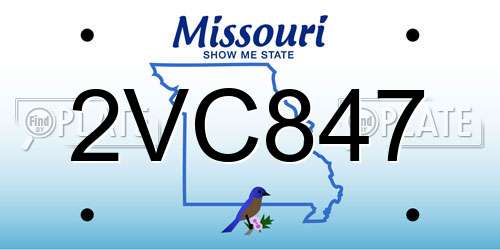 2VC847 Missouri License Plate