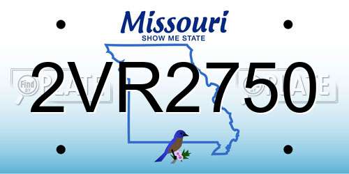2VR2750 Missouri License Plate