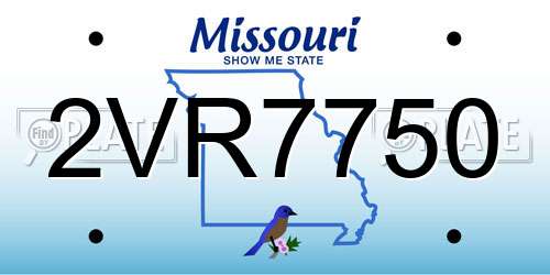 2VR7750 Missouri License Plate