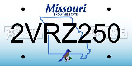 2VRZ250 Missouri License Plate