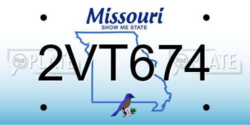 2VT674 Missouri License Plate