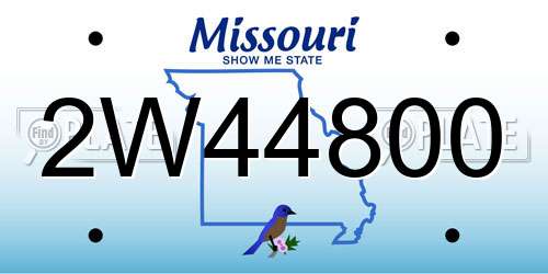 2W44800 Missouri License Plate