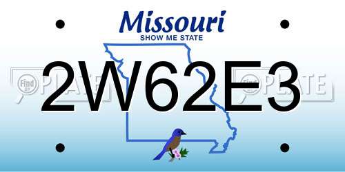 2W62E3 Missouri License Plate