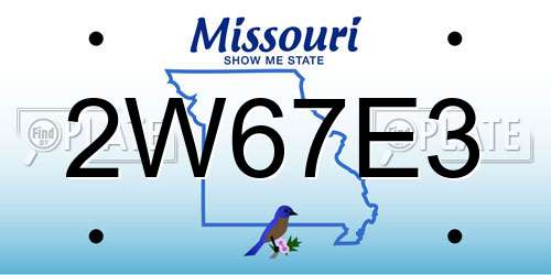 2W67E3 Missouri License Plate