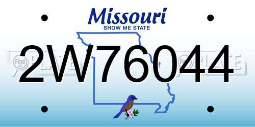 2W76044 Missouri License Plate