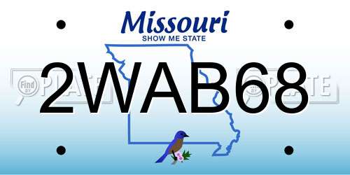 2WAB68 Missouri License Plate