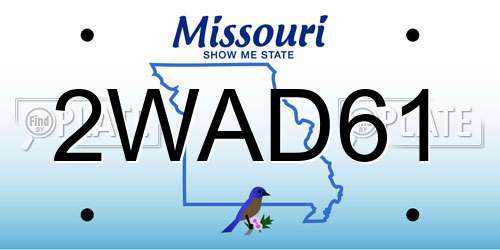 2WAD61 Missouri License Plate
