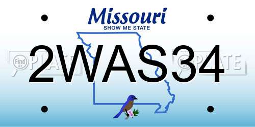 2WAS34 Missouri License Plate