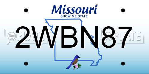 2WBN87 Missouri License Plate