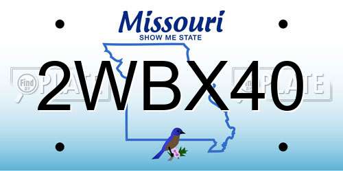 2WBX40 Missouri License Plate