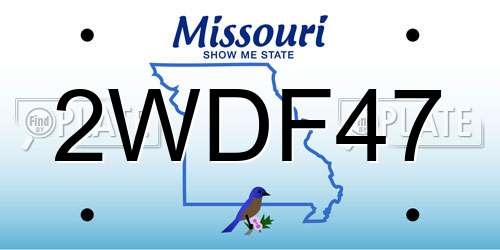 2WDF47 Missouri License Plate