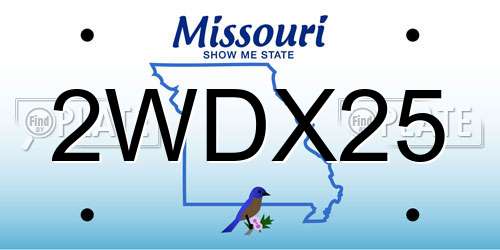 2WDX25 Missouri License Plate