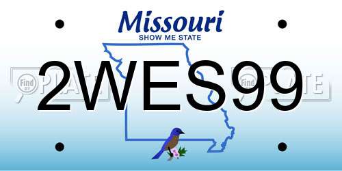 2WES99 Missouri License Plate