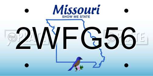 2WFG56 Missouri License Plate