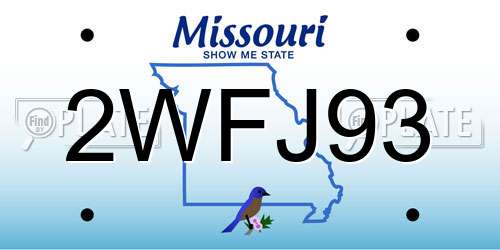2WFJ93 Missouri License Plate