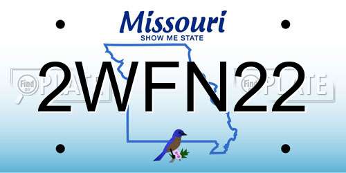 2WFN22 Missouri License Plate