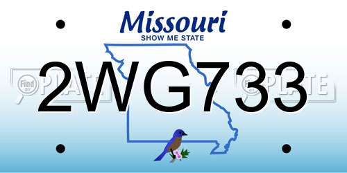 2WG733 Missouri License Plate