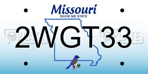 2WGT33 Missouri License Plate