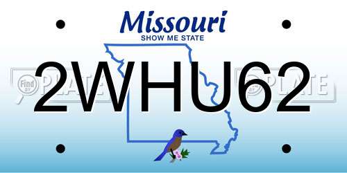 2WHU62 Missouri License Plate