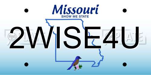 2WISE4U Missouri License Plate
