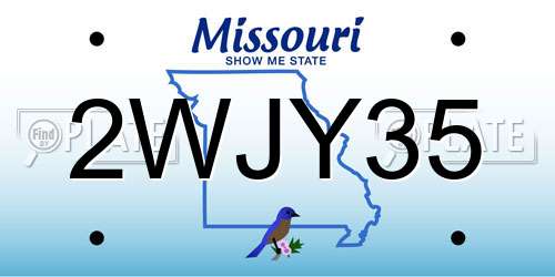 2WJY35 Missouri License Plate