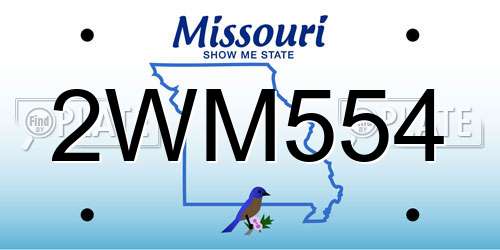 2WM554 Missouri License Plate
