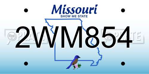 2WM854 Missouri License Plate