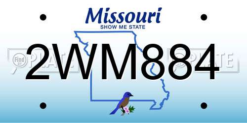2WM884 Missouri License Plate