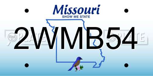 2WMB54 Missouri License Plate