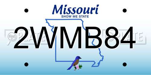 2WMB84 Missouri License Plate