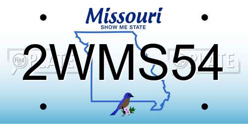 2WMS54 Missouri License Plate