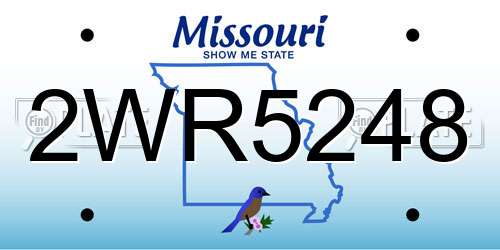 2WR5248 Missouri License Plate