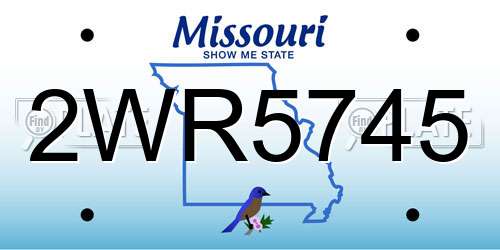 2WR5745 Missouri License Plate