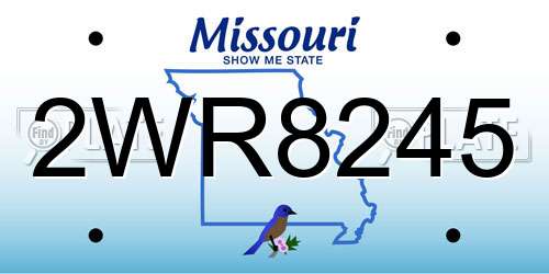 2WR8245 Missouri License Plate