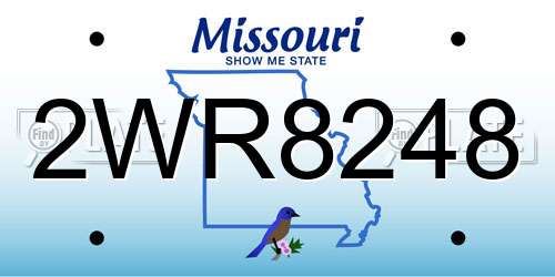 2WR8248 Missouri License Plate