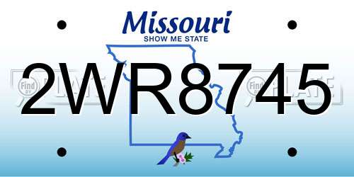 2WR8745 Missouri License Plate