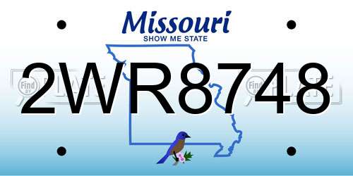 2WR8748 Missouri License Plate