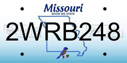 2WRB248 Missouri License Plate