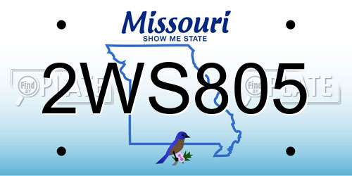 2WS805 Missouri License Plate