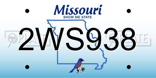 2WS938 Missouri License Plate