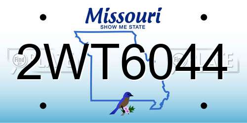 2WT6044 Missouri License Plate