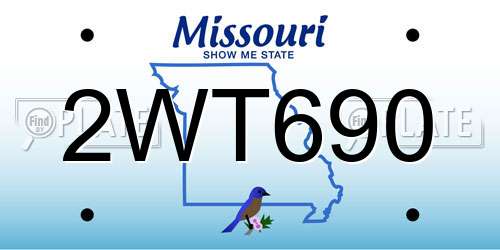2WT690 Missouri License Plate